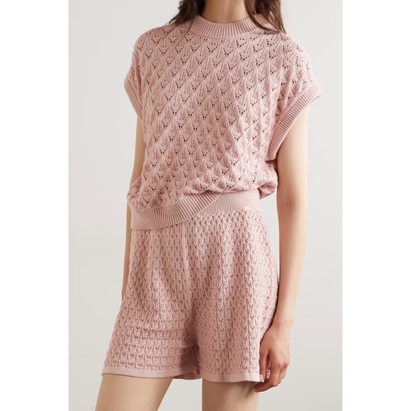 Mr. Mittens Pointelle-Knit Cotton Sweater Vest in Blush Size XS/S